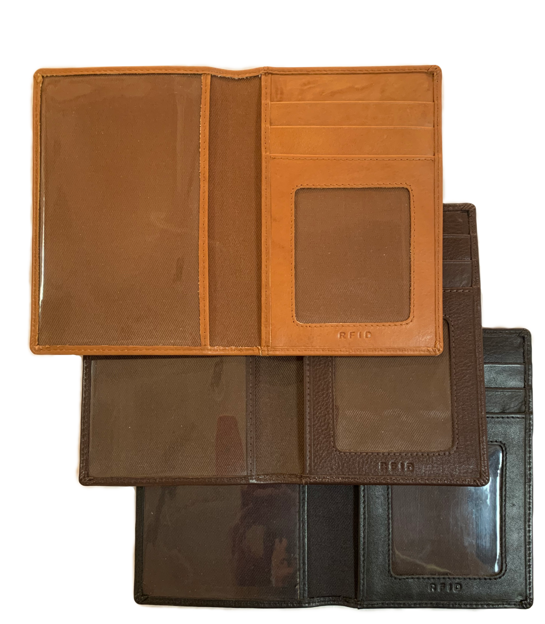 LEATHER PASSPORT COVER WITH CARD SLOTS