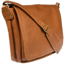 Load image into Gallery viewer, FOLD-OVER LEATHER MESSENGER BAG