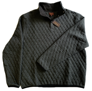 Gray Quilted Button Mock Sweatshirt