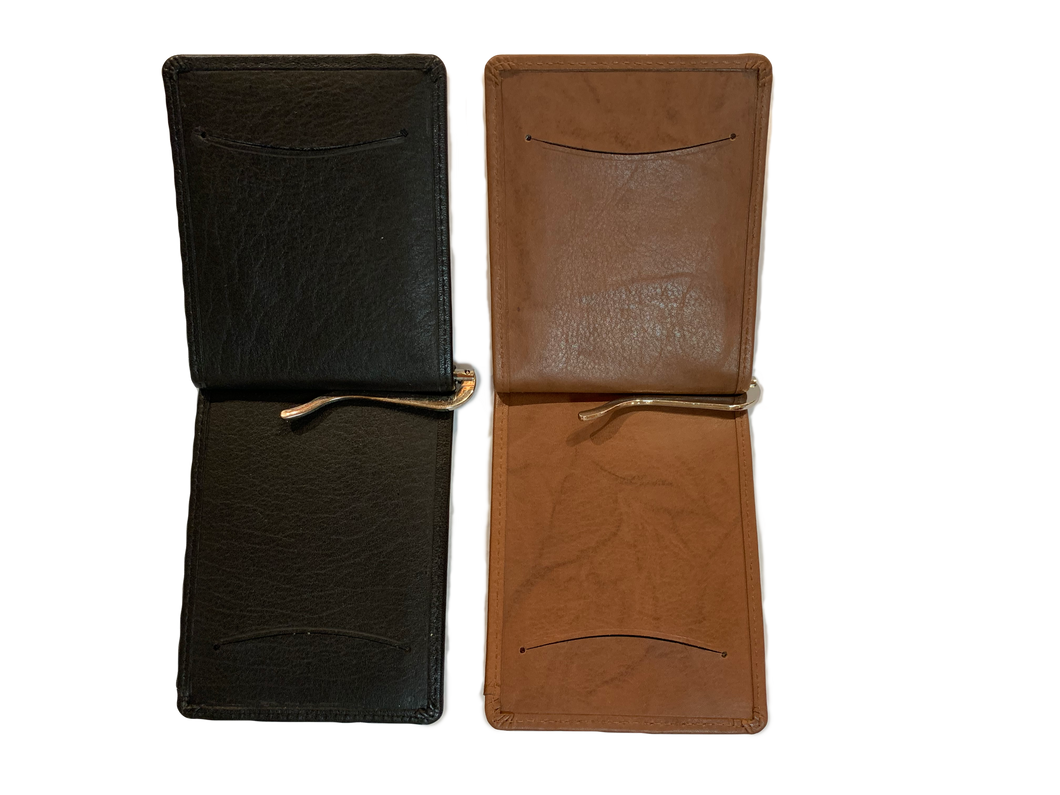 LEATHER BI-FOLD WALLET WITH MONEY CLIP