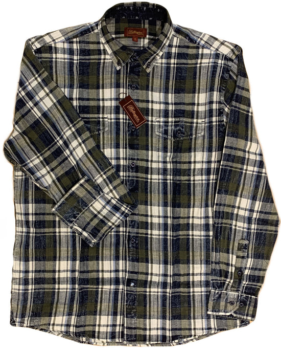 Olive/Navy Long-Sleeve Snow-Washed Shirt