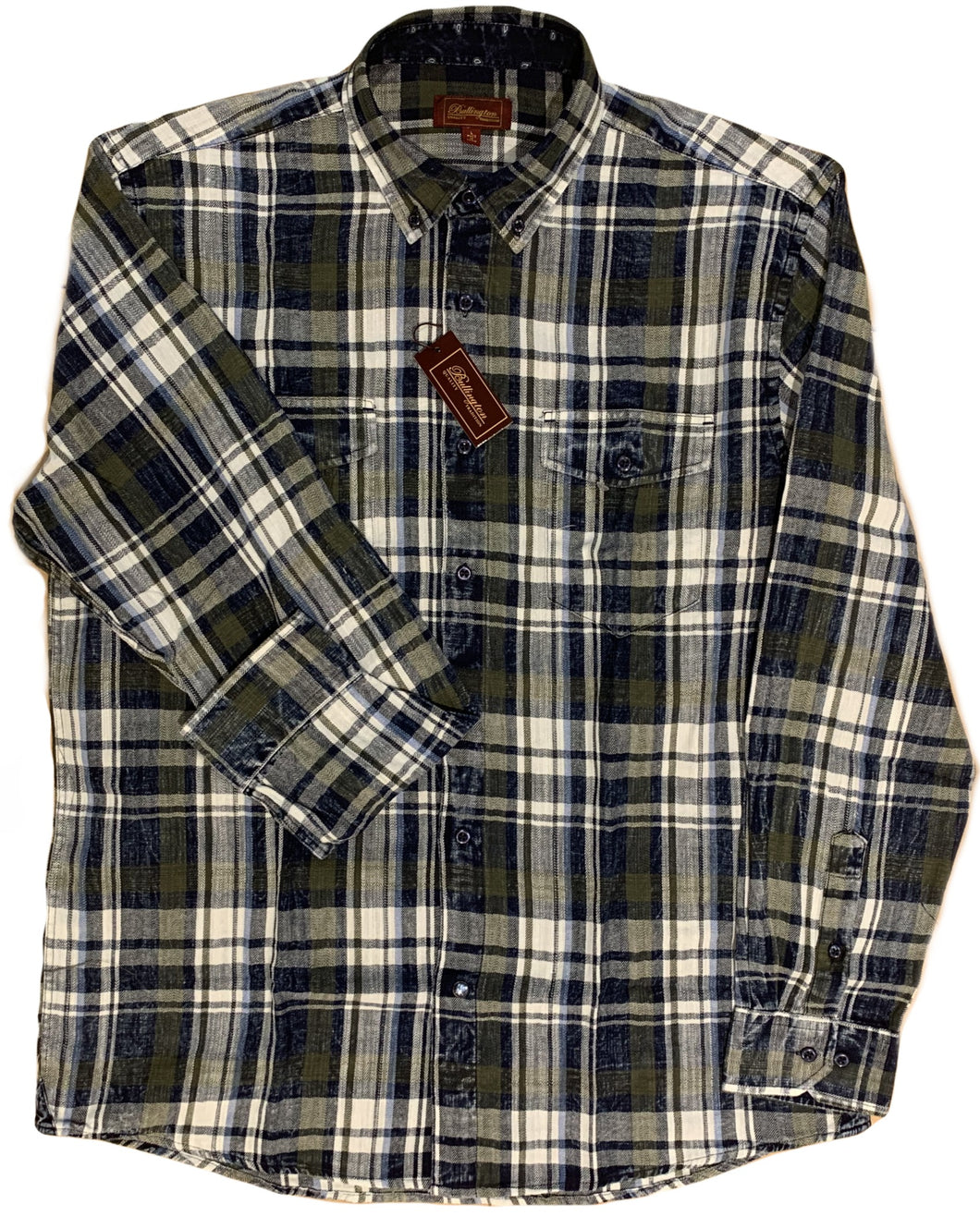 Olive/Navy Long-Sleeve Snow-Washed Shirt
