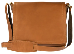 FOLD-OVER LEATHER MESSENGER BAG