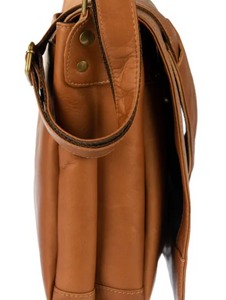 FOLD-OVER LEATHER MESSENGER BAG