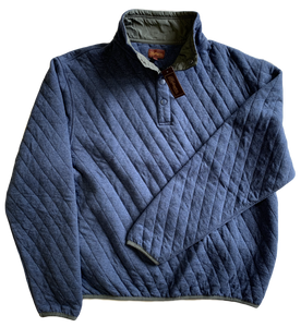 Blue Quilted Button Mock Sweatshirt