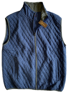 Blue Quilted Zip Mock Vest