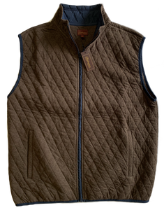 Brown Quilted Zip Mock Vest