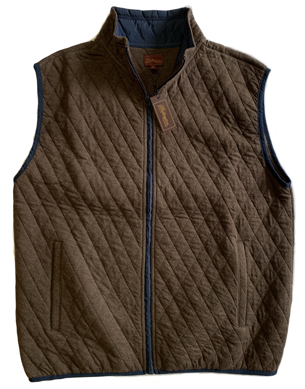 Brown Quilted Zip Mock Vest