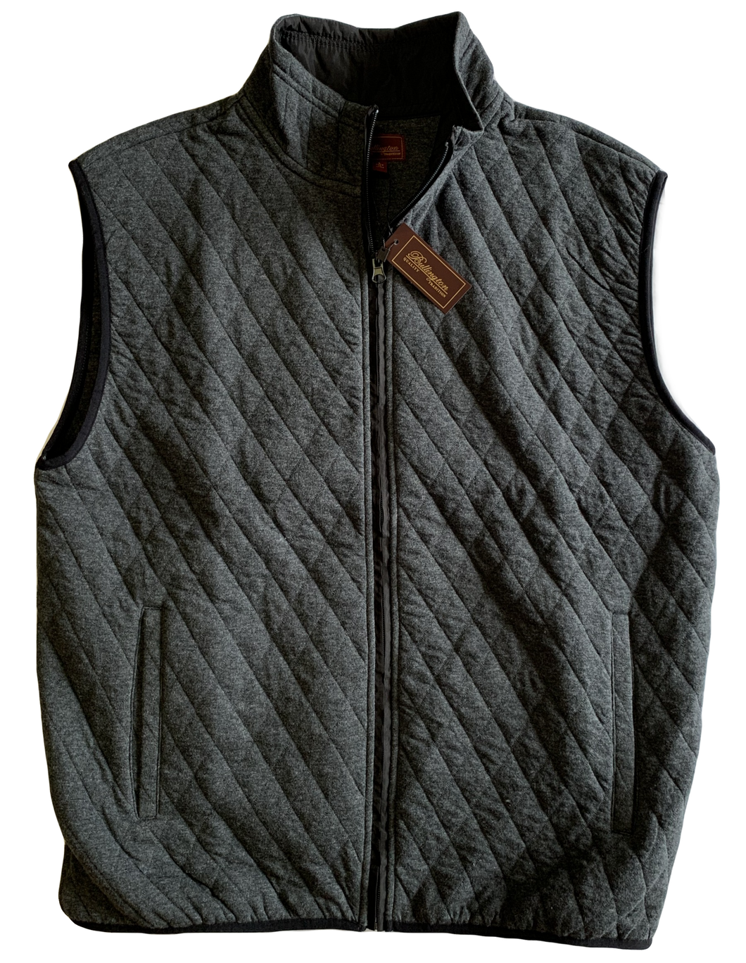 Grey Quilted Zip Mock Vest