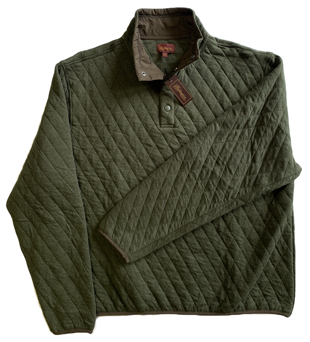 Moss Green Quilted Button Mock Sweatshirt