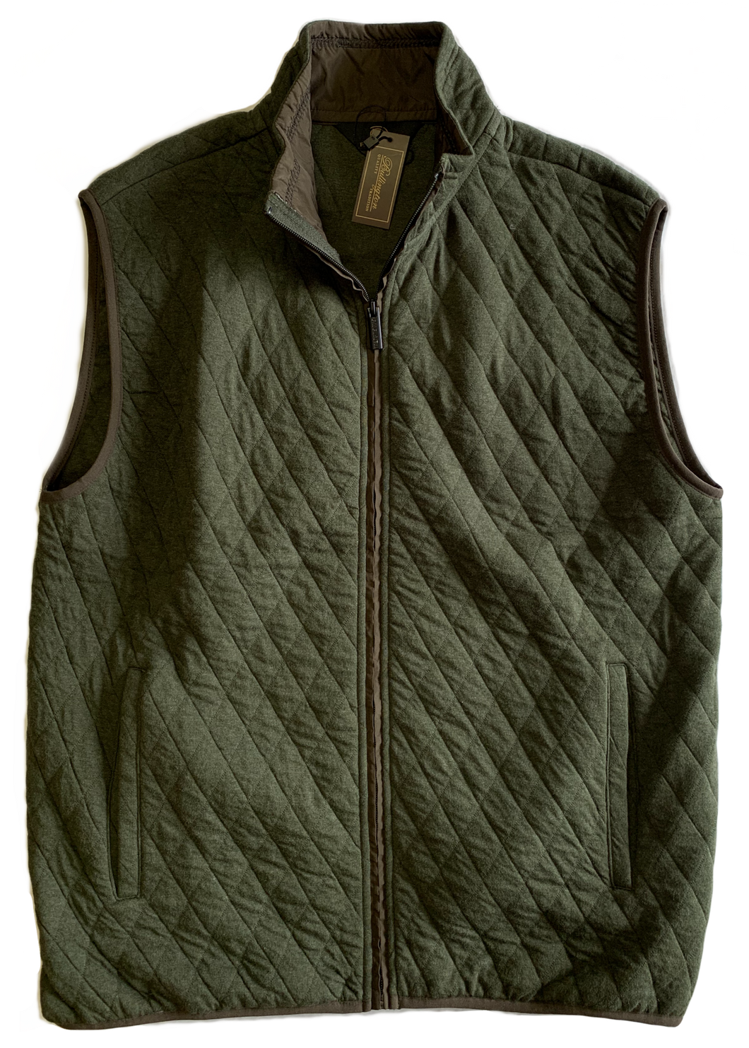 Moss Green Quilted Zip Mock Vest