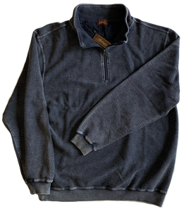 Navy Washed Cord Zip Mock