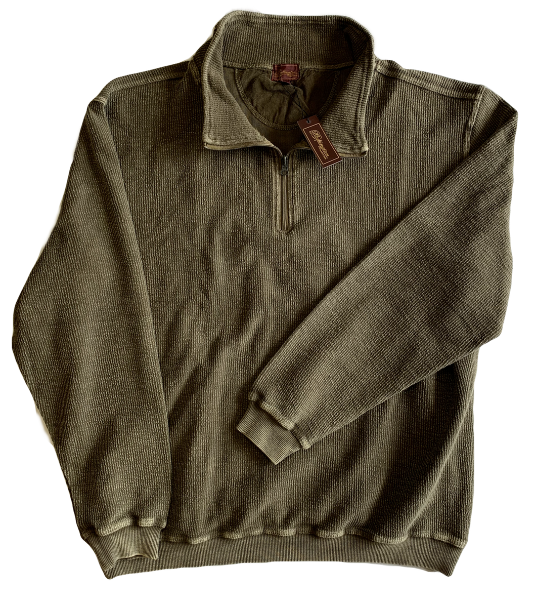 Taupe Washed Cord Zip Mock